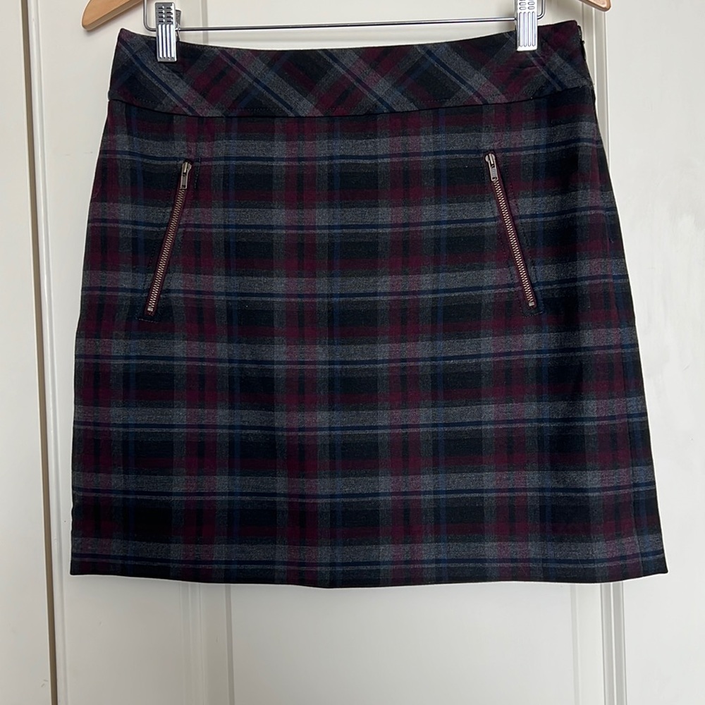 Loft Mini Plaid Skirt Gray/Purple Size 6